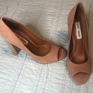 Steve Madden Camel Nubuck Shaunaa Block Heel